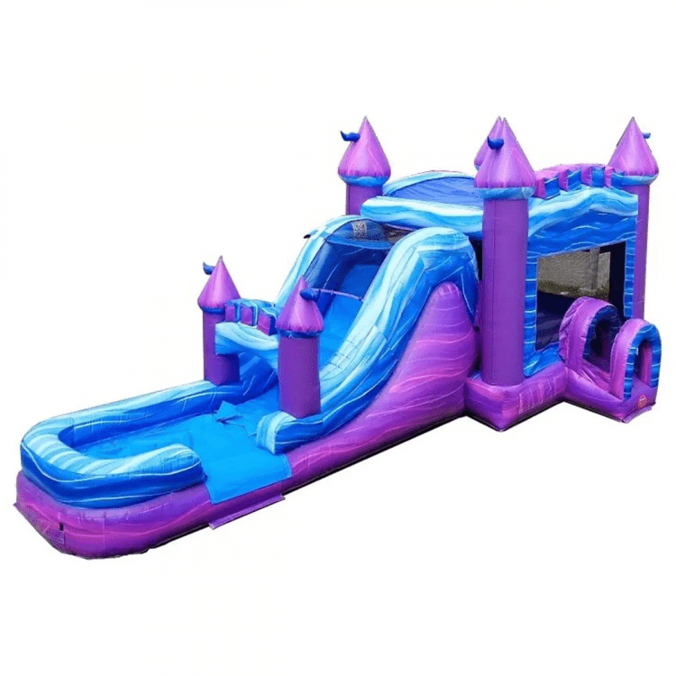 Mega Purple Marble Waterslide Bounce House Combo(Dry Or Wet)